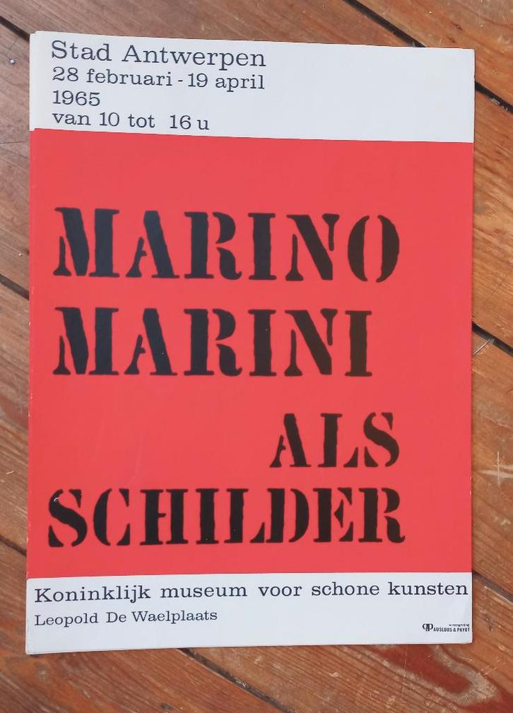zeefdrukaffiche Marino Marini KMSKA 1965 Paul Ausloos Payot, Antiquités & Art, Art | Lithographies & Sérigraphies, Enlèvement ou Envoi