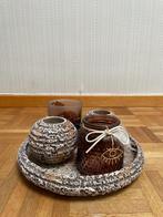 Kaarsenhouder in aardewerk en glas NIEUW!, Nieuw, Minder dan 25 cm, Ophalen of Verzenden, Bruin