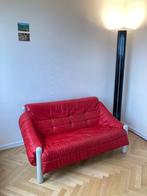 Brazilian red leather 2 seats sofa / canapé 2 p, Ophalen