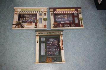 Lot 3 frame reliëfgevel Engelse winkel vintage rommelmarkt beschikbaar voor biedingen