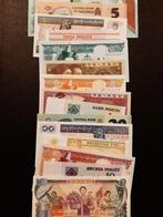 Wereld: 15 verschillende bankbiljetten UNC, Setje, Verzenden