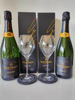 2x Glas VC 2x Champagne Veuve Clicquot Extra-Brut Extra old, Nieuw, Frankrijk, Vol, Ophalen of Verzenden