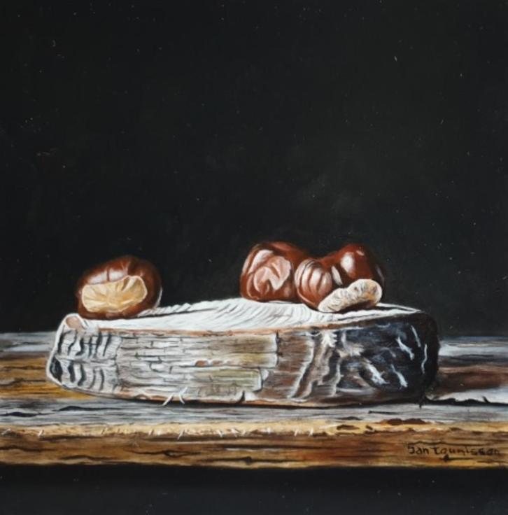 Kunsthandel Gennep -"Boomschijf Met Wilde Kastanjes", Antiek en Kunst, Kunst | Schilderijen | Modern, Ophalen of Verzenden