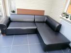 Zwarte sofa/zetelbed in lederlook, 150 cm ou plus, Banc d'angle, Synthétique, Enlèvement