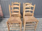 4 Vintage houten gebiesde stoelen blank fruithout, Ophalen