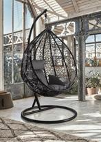 Egg chair / hangstoel in kunstrotan zwart, Tuin en Terras, Tuinstoelen, Nieuw, Ophalen