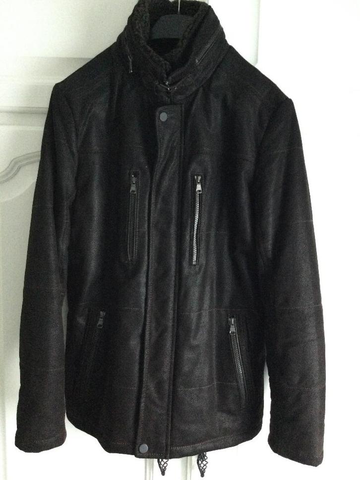 Bruine lederen herenjas maat M, Vêtements | Hommes, Vestes | Hiver, Comme neuf, Taille 48/50 (M), Brun, Enlèvement ou Envoi