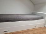 Wit 1 persoons Bed met schuif + matras, Huis en Inrichting, Slaapkamer | Bedden, Ophalen, Gebruikt, Wit