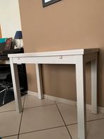 Table blanche en bois avec rallonge, Comme neuf, 50 à 100 cm, Rectangulaire, 25 à 50 cm