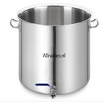 Brouw pan / kookpan met aftapkraan 36 liter, RVS + Deksel, Keramische plaat, Nieuw, Inox, Ophalen of Verzenden