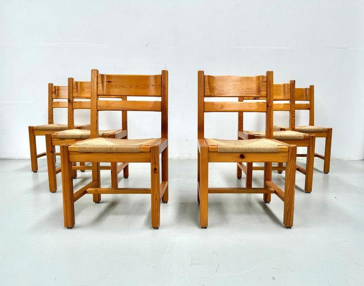 6x Deense Vintage Stoel met Papercord, GM Møbler, 1970., Huis en Inrichting, Stoelen, Zo goed als nieuw, Ophalen of Verzenden