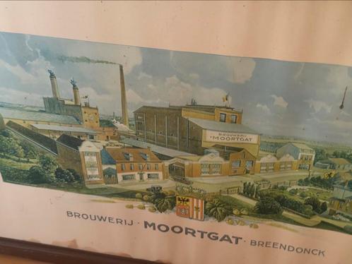 Moortgat.  Oude kader met prent brouwerij zicht op Breendonk, Verzamelen, Biermerken, Gebruikt, Ophalen