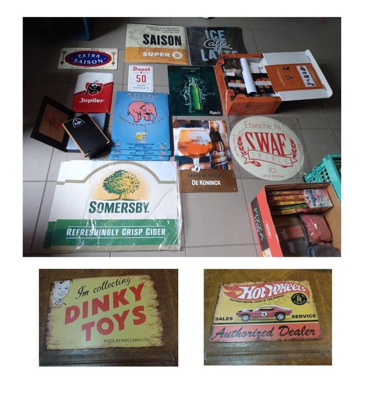 Plaques Métal publicité Bière Jupiler/Dinky/Hot Wheels/DeKon, Antiek en Kunst, Antiek | Email, Ophalen of Verzenden