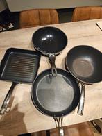 Gril pan, 2 wokpannen en tefal pan, Huis en Inrichting, Keuken | Potten en Pannen, Ophalen, Gebruikt