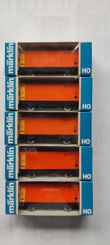 Märklin 4481 5 stuks Containerwagen CMB, Courant alternatif, Wagon, Comme neuf, Märklin