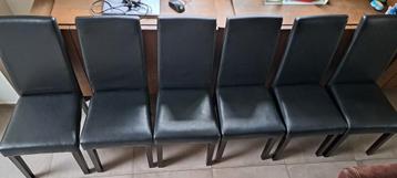 6 chaises de salle à manger noires, Enlèvement, Utilisé