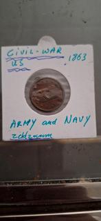 Us civil war 1863 army navy zeldzaam, Postzegels en Munten, Munten | Amerika, Ophalen