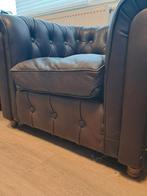 Canapé Chesterfield 1 place en cuir marron, Enlèvement