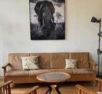 Canapé Long - bois et cuir, Maison & Meubles, Canapés | Salons, Banc droit, Enlèvement, Utilisé, Bois