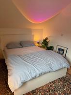 IKEA MALM Bedonderstel, hoog, wit, 140x200 cm + Middenbalk, Ophalen, Wit, 140 cm, Zo goed als nieuw