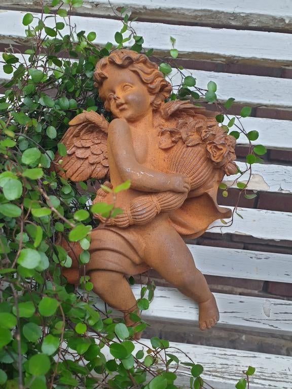 Wand Engel met bloemen, Tuin en Terras, Tuinwanddecoratie, Nieuw, Ophalen of Verzenden