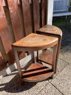 Set van 2 massief houten bijzettafel nachtkastjes, Moins de 45 cm, Enlèvement, Utilisé, 55 à 70 cm