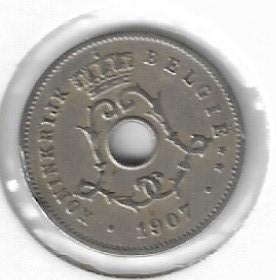 Belgique : 5 cents 1907 VL = plus rare = morin 280, Envoi, Monnaie en vrac