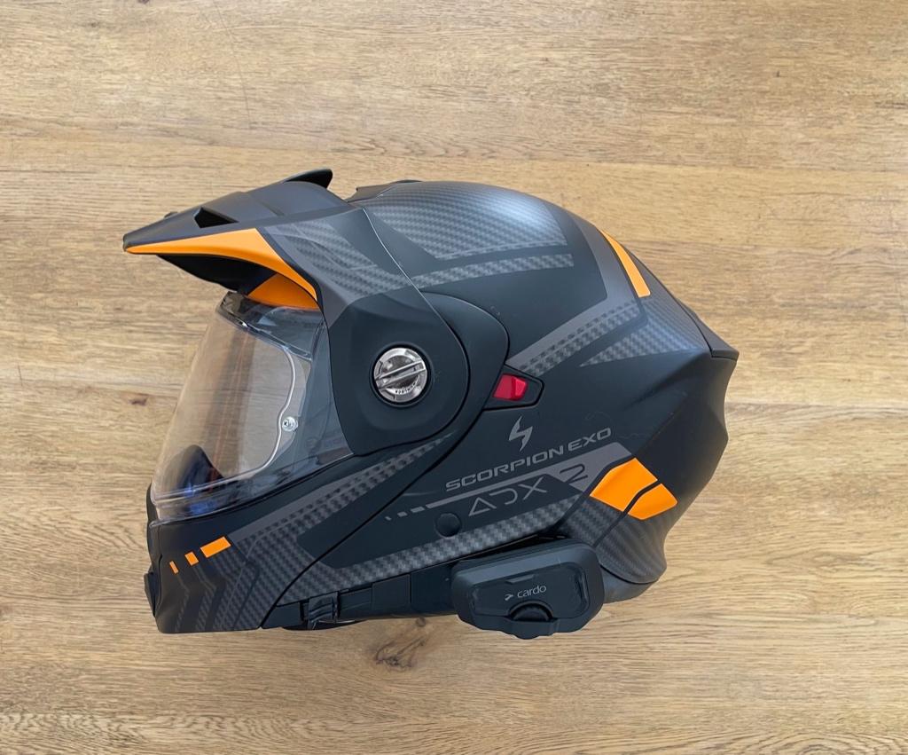 Scorpion systeemhelm met communicatie set, Motoren, Systeemhelm, Heren, S, Tweedehands