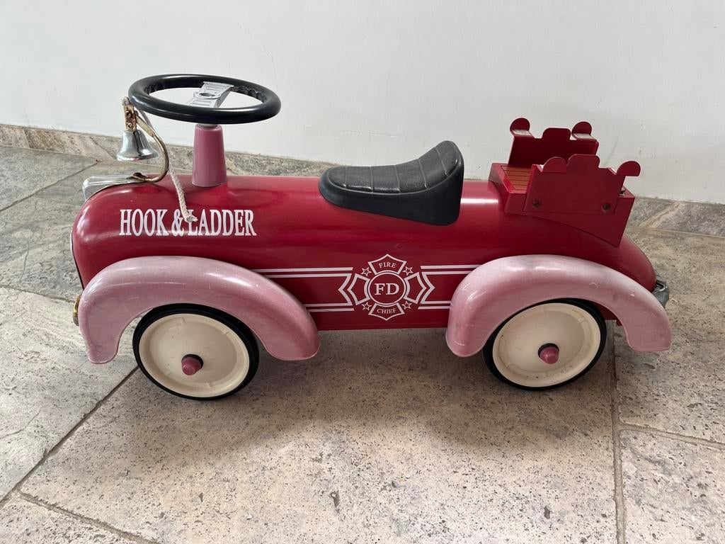 Metalen loopwagen rode brandweerwagen Hook&Ladder, Ophalen, Gebruikt, Loopvoertuig