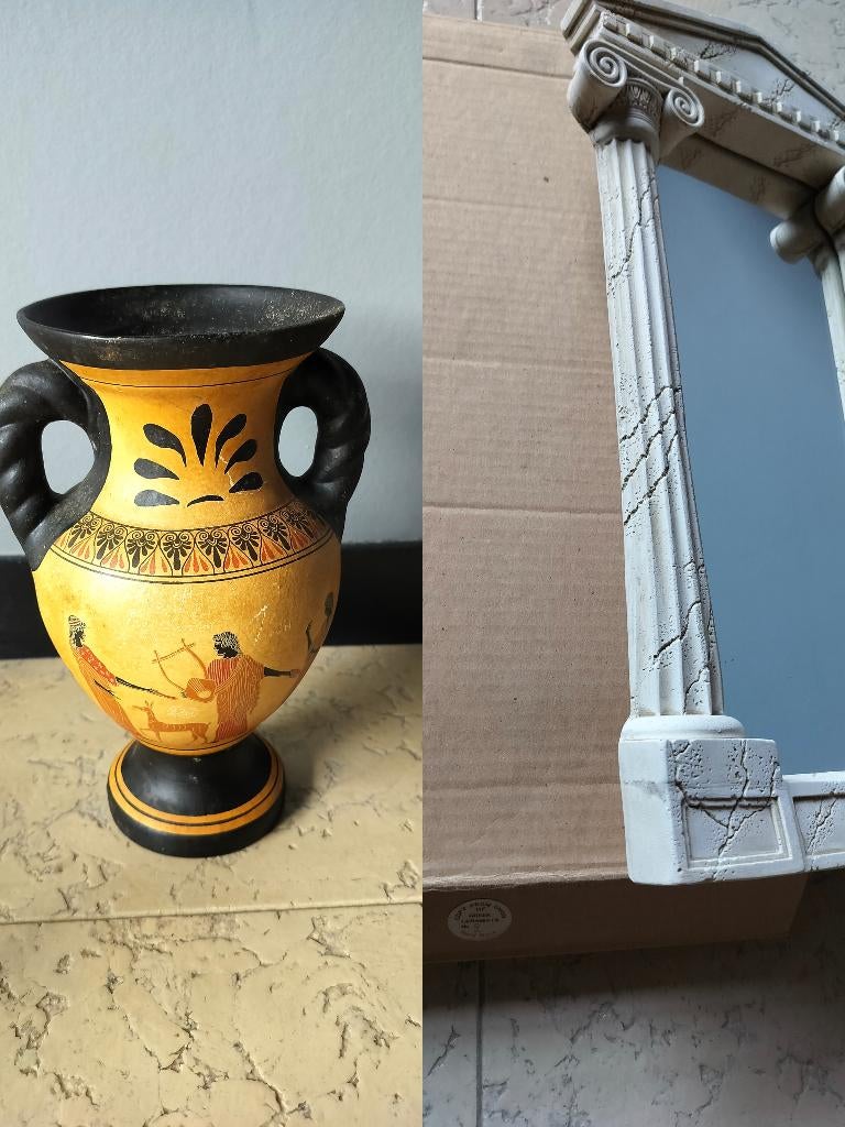 Prachtige Griekse Set (Handgemaakte Vaas & Nieuwe Spiegel), Enlèvement
