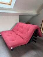 Canapé-lit Karup en bois + futon rouge – bon état, Autres couleurs, 140 cm, Enlèvement, Utilisé
