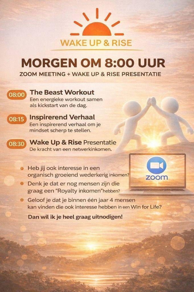 Rise en shine wake up zaterdag 8u, snel verdienen van loon, Ophalen, Nieuw