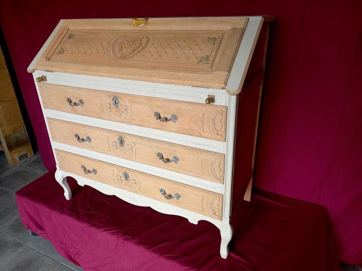 Ancien secrétaire en chêne aerogommer et relooké, Maison & Meubles, Armoires | Commodes, Chêne, Enlèvement