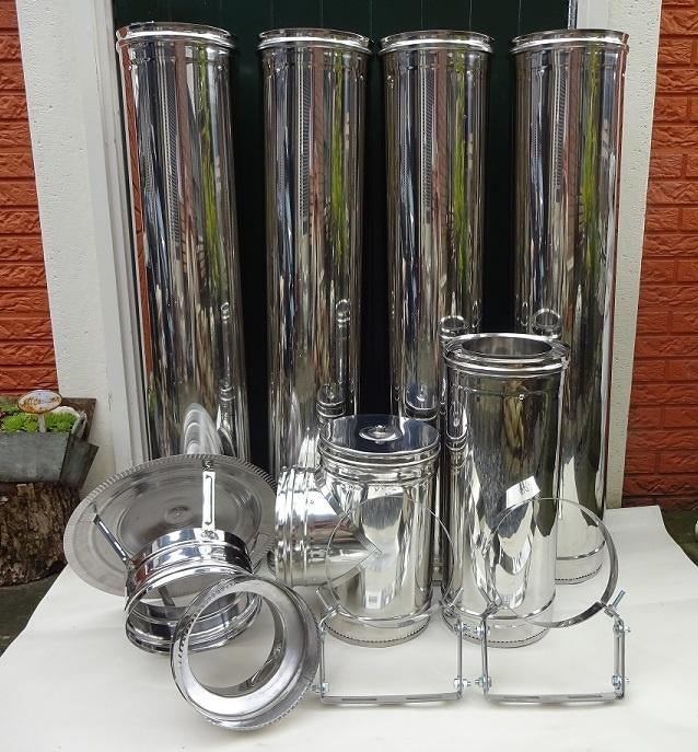 Dubbelwandige RVS schoorsteen, rookkanaal (compleet), Ophalen of Verzenden, Nieuw