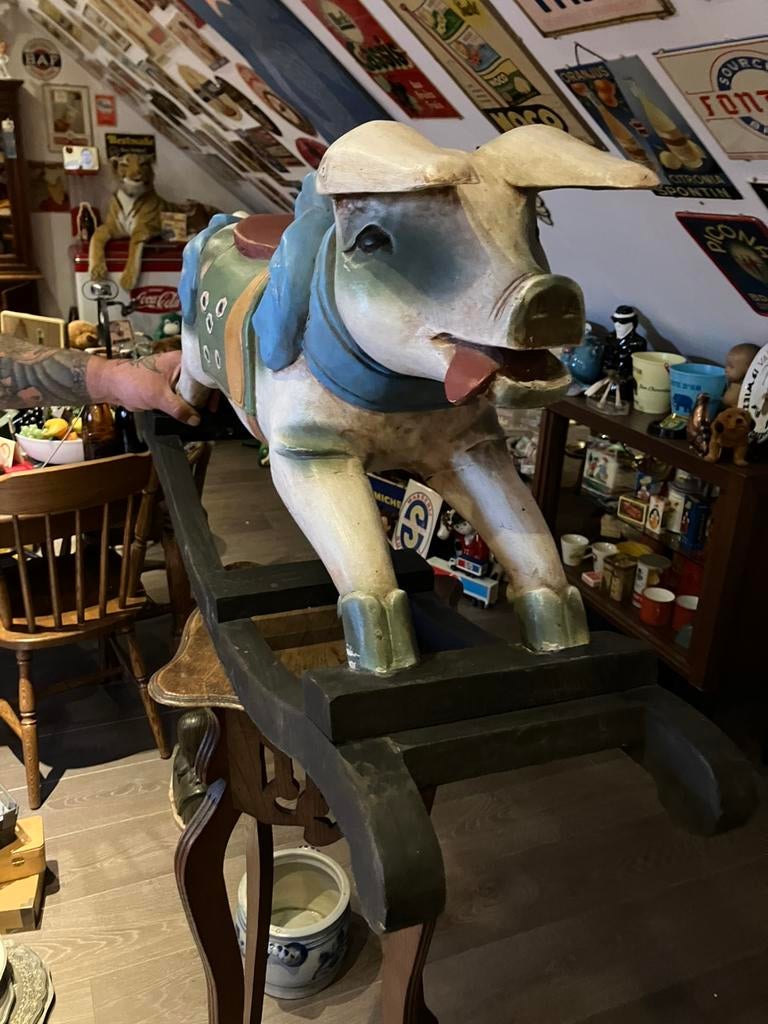 Schommel varken, Antiek en Kunst, Kunst | Beelden en Houtsnijwerken, Ophalen