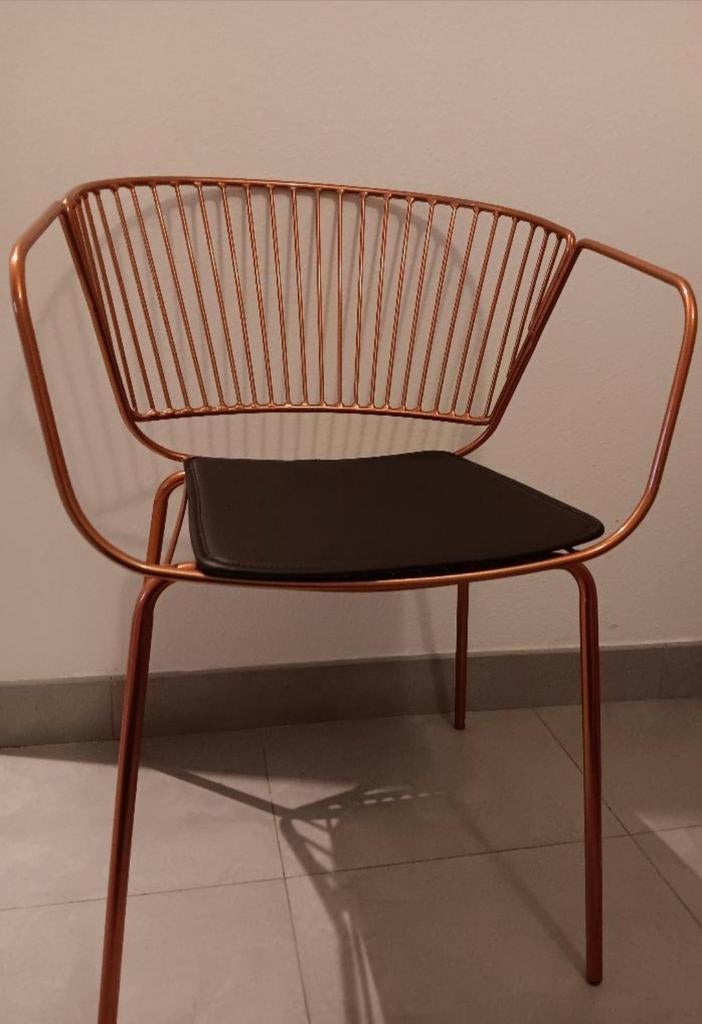 Fauteuil métal couleur rouille cuivré, Maison & Meubles, Enlèvement, Utilisé, Métal