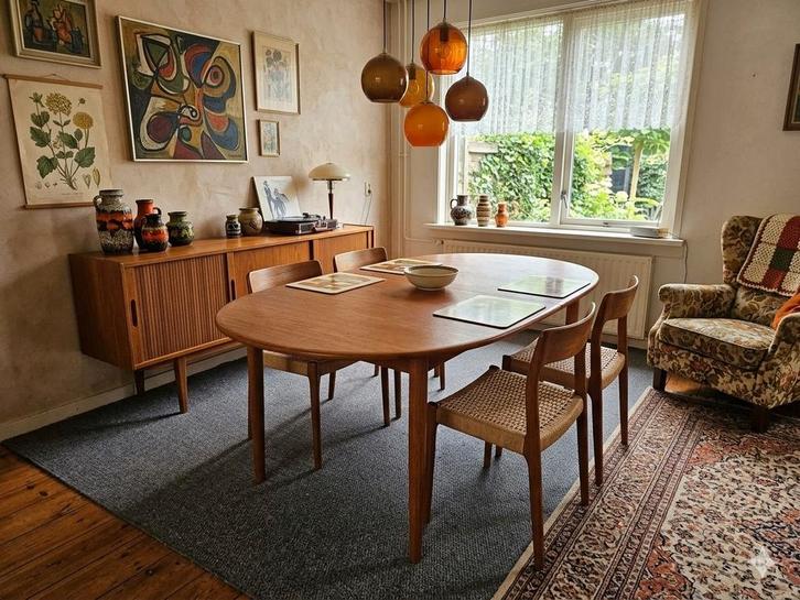 Deense vintage tafel, teak mid century, Huis en Inrichting, Tafels | Eettafels, Ophalen