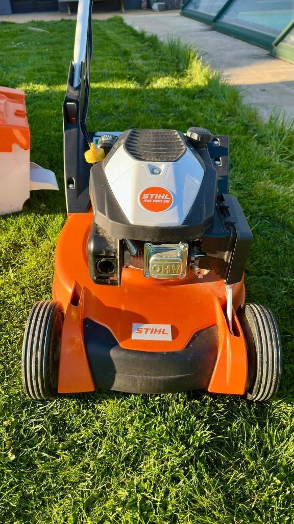 STIHL RM 650 VE-maaier — krachtig — elektrische start, Tuin en Terras, Grasmaaiers, Ophalen, Cirkelmaaier, Stihl, Zo goed als nieuw