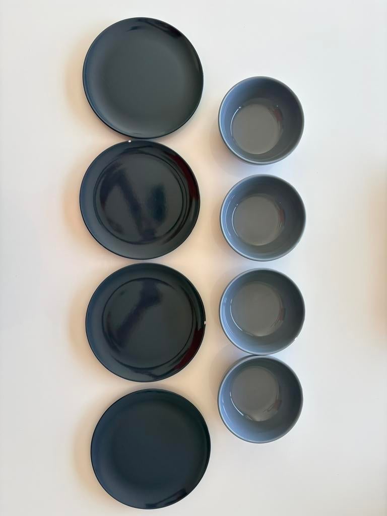 Bruin/grijze kommen en borden, Ophalen, Gebruikt, Bord(en)