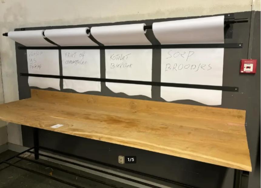 WandTafel met menukaart houder, buffet tafel, Ophalen, Gebruikt, 75 cm of meer, 200 cm of meer