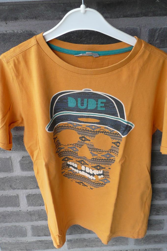 Okergele T-shirt Dude JBC (K321), Kinderen en Baby's, Kinderkleding | Maat 134, Gebruikt, Ophalen of Verzenden, Shirt of Longsleeve