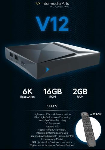 Box Décodeur Intermedia Arts V12, TV, Hi-fi & Vidéo, Lecteurs multimédias, Neuf, Moins de 500 GB, HDMI, USB 2.0, Audio optique