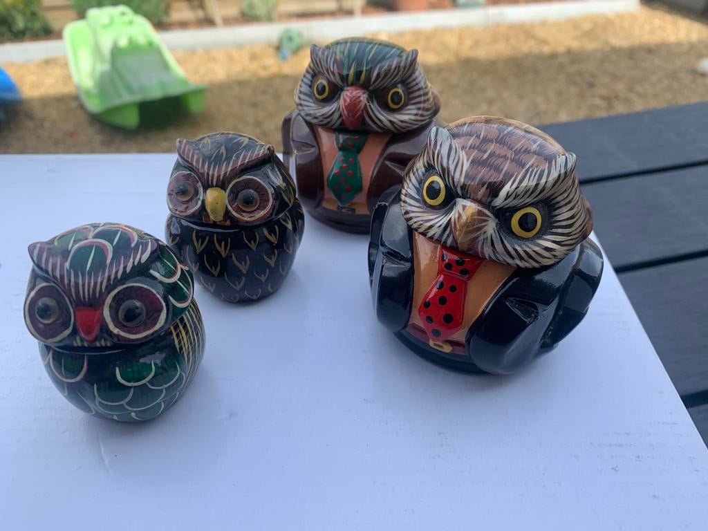 Hiboux petits pots / potjes uil met deksel, Enlèvement, Comme neuf