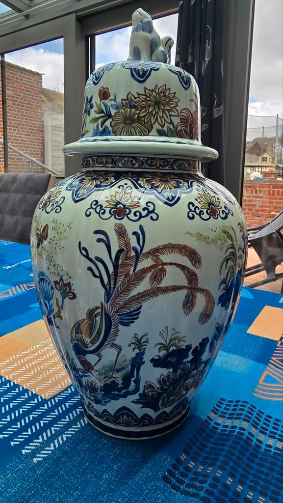 Superbe grand vase Boch “Vieux Rhodes” + couvercle, Antiek en Kunst, Antiek | Vazen