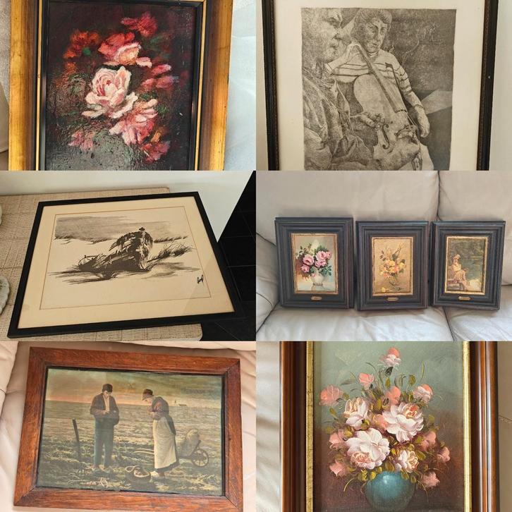 Schilderijen en erts - 1 pakket, Antiek en Kunst, Kunst | Schilderijen | Klassiek, Ophalen of Verzenden