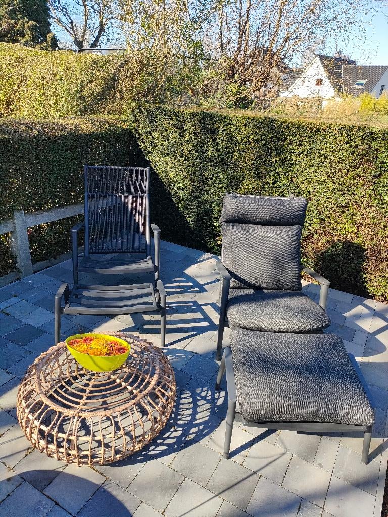 Nieuwe Exterioo Fauteuil Bilbao X 2 // Bilbao pouf  x 2, Jardin & Terrasse, Ensembles de jardin, Comme neuf, Sets de jardin, Aluminium