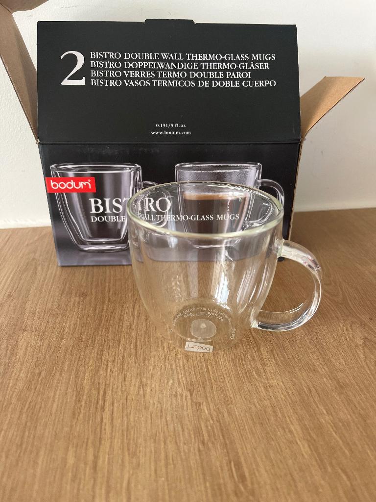 Bodum dubbelwandige koffietas 2 stuks, Maison & Meubles, Cuisine | Vaisselle, Neuf, Uni, Verre ou Verres, Verre