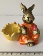 Lapin orange - avec bougie jaune dans un coquetier - en grès, Enlèvement ou Envoi, Comme neuf