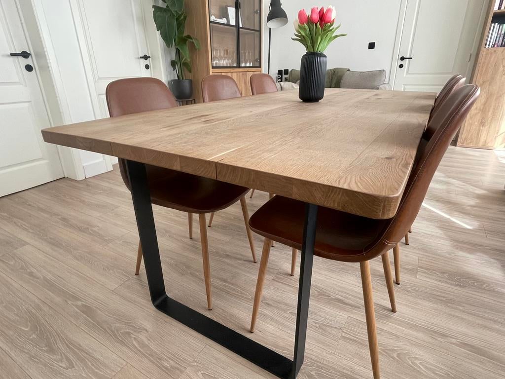 Mangohouten eettafel 200x100, Ophalen, Zo goed als nieuw