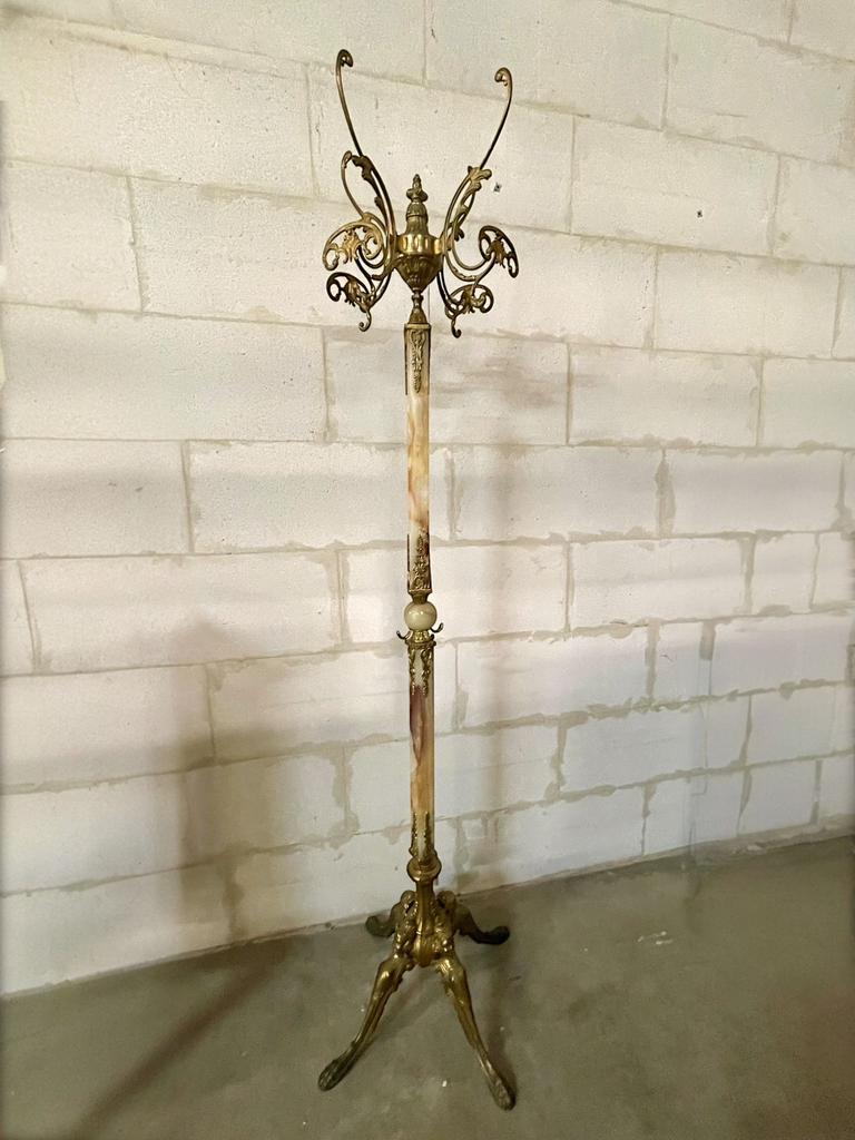 Vintage Kapstok van messing en onyx marmer, Ophalen, Zo goed als nieuw